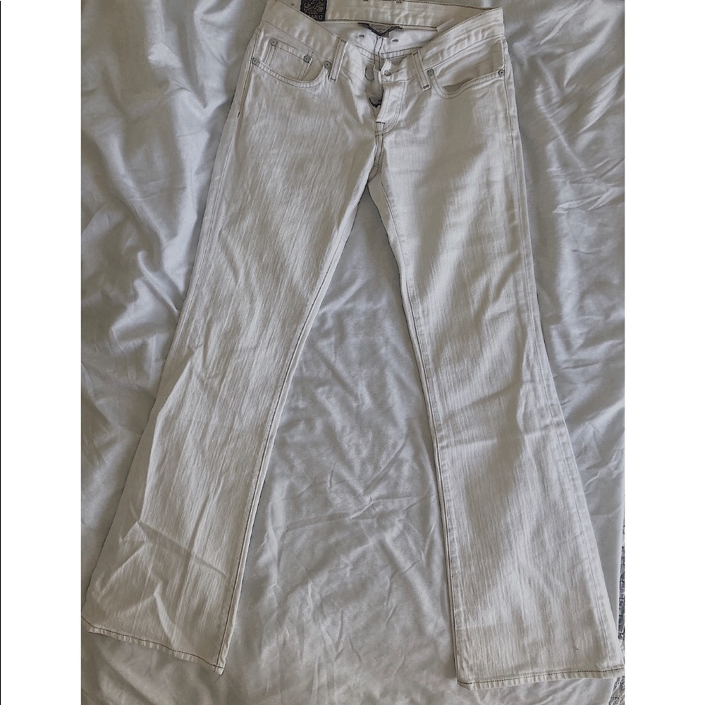 White flared jeans